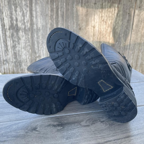 Timberland Boots Women 7.5M Black Leather Waterproof Knee High Riding Biker Moto - Picture 10 of 16